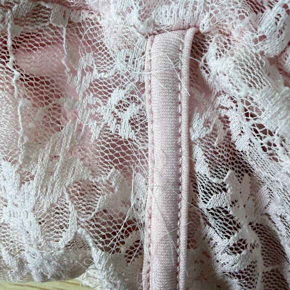 Pink Lace Sheer Ruffle Milkmaid Mini Dress Coquette Dolly Kei Fairy Himekaji XS - Picture 8 of 8